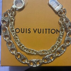 Louis Vuitton Gold Link Purse Chain with LV Monogram Links